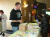 Michael Harren (foreground) and Louise Silnick helping to set up